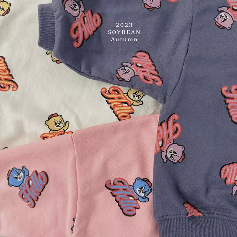 Soybean - Korean Children Fashion - #kidzfashiontrend - Hello Bear Top Bottom Set - 11