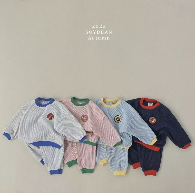 Soybean - Korean Children Fashion - #littlefashionista - Waffle Patch Top Bottom Set