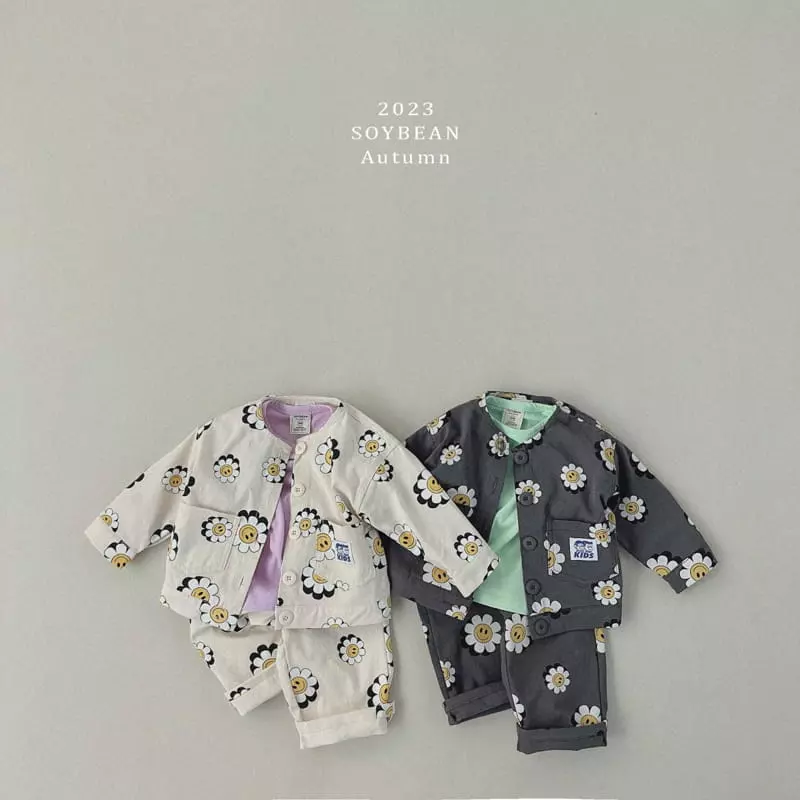 Soybean - Korean Children Fashion - #magicofchildhood - Flower Smile Top Bottom Set