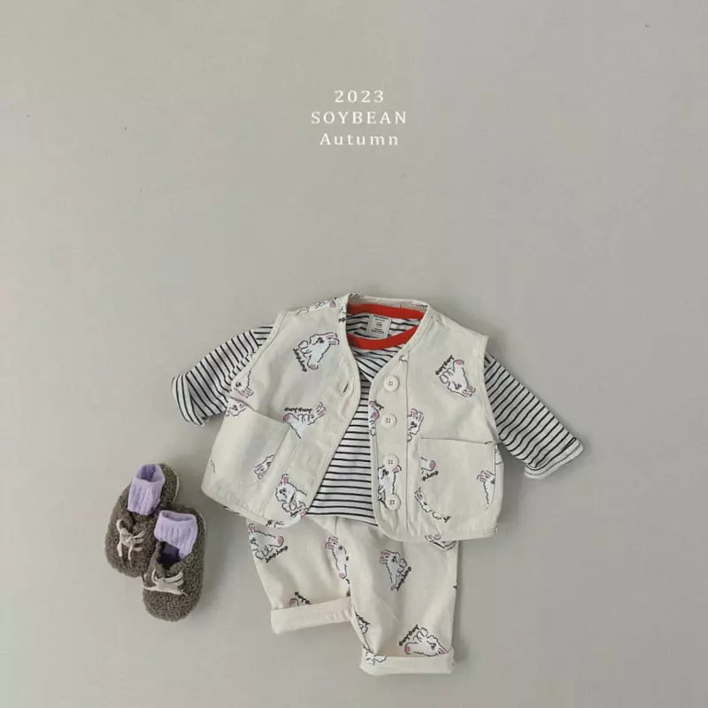 Soybean - Korean Children Fashion - #todddlerfashion - Jump Bunny Top Bottom Set - 2