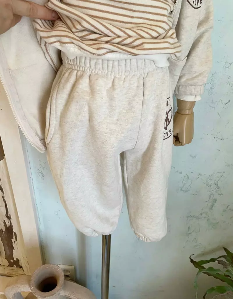 Studio M - Korean Children Fashion - #Kfashion4kids - Ecru Fleece Pants - 6