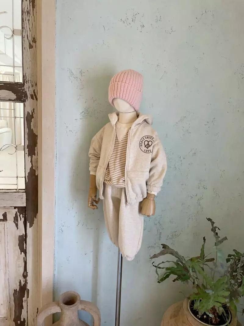 Studio M - Korean Children Fashion - #Kfashion4kids - Ecru Fleece Zip-up - 3