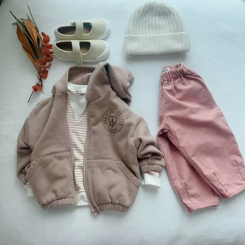 Studio M - Korean Children Fashion - #childrensboutique - Ecru Fleece Zip-up - 12