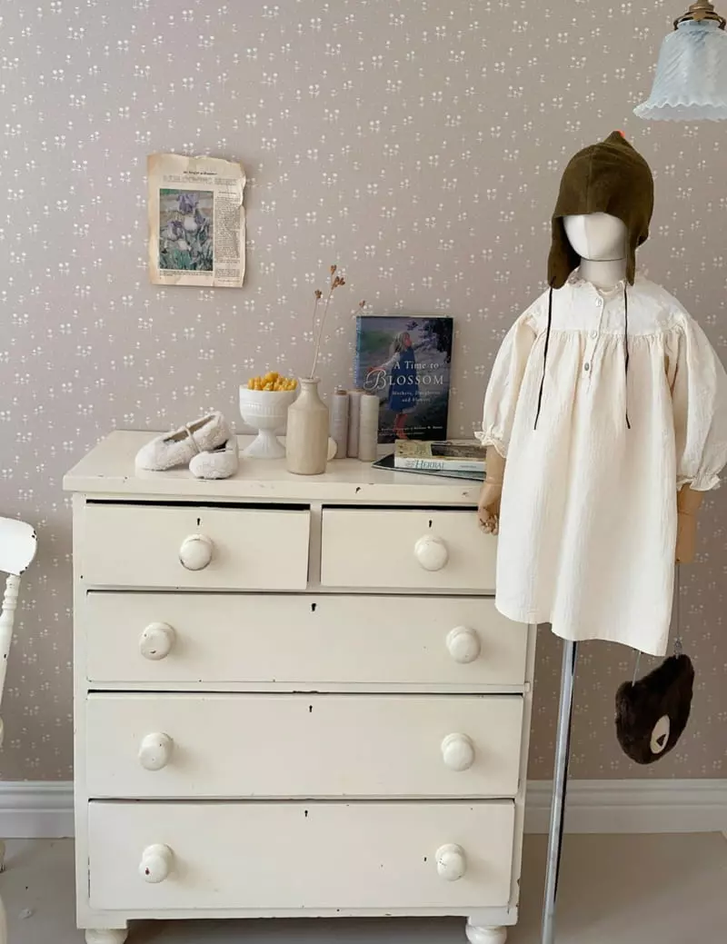 Studio M - Korean Children Fashion - #discoveringself - Cream Embrodiery One-piece - 4