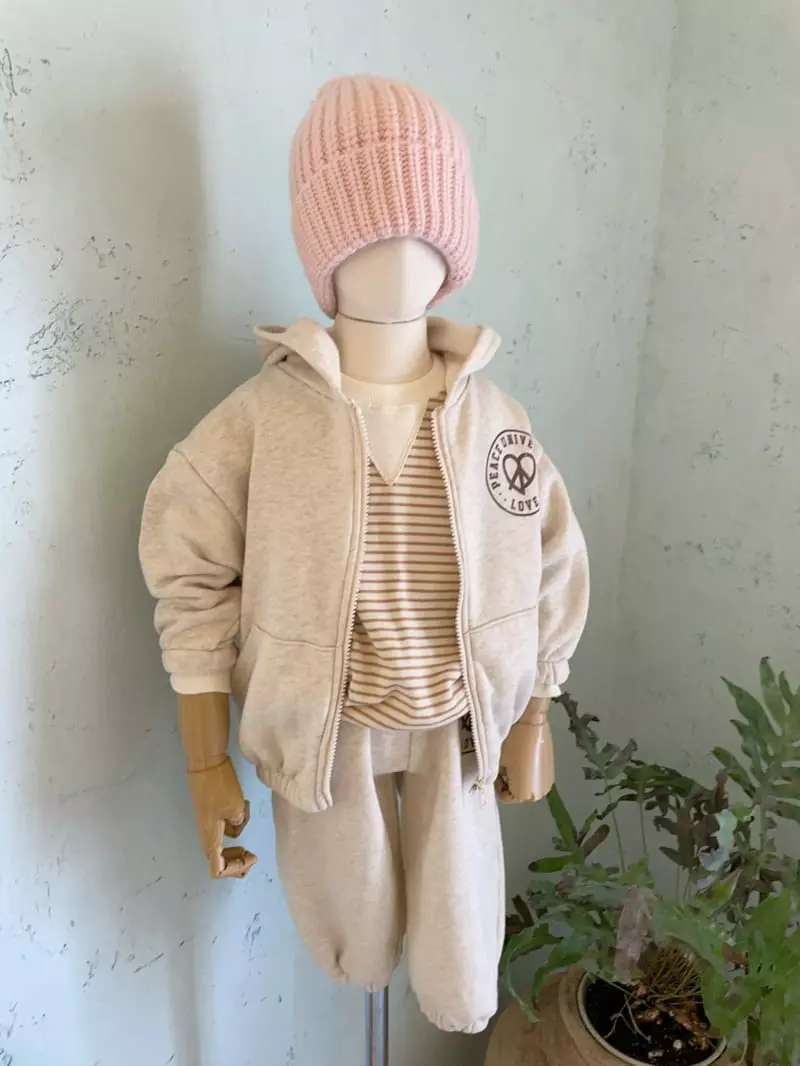 Studio M - Korean Children Fashion - #Kfashion4kids - Ecru Fleece Zip-up - 4