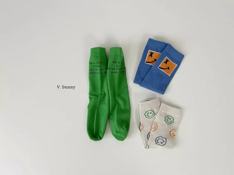 V Bunny - Korean Children Fashion - #Kfashion4kids - Square Smile Socks Set - 9