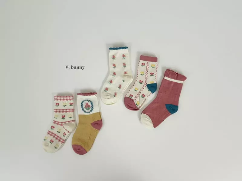 V Bunny - Korean Children Fashion - #Kfashion4kids - Love Flower Socks Set - 9