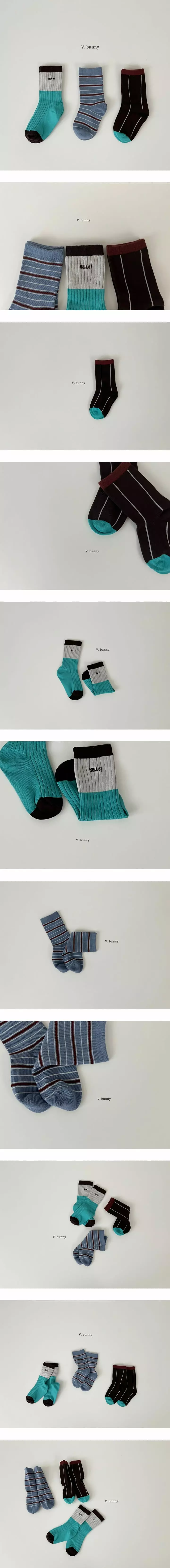V Bunny - Korean Children Fashion - #Kfashion4kids - Mint Choco Socks Set