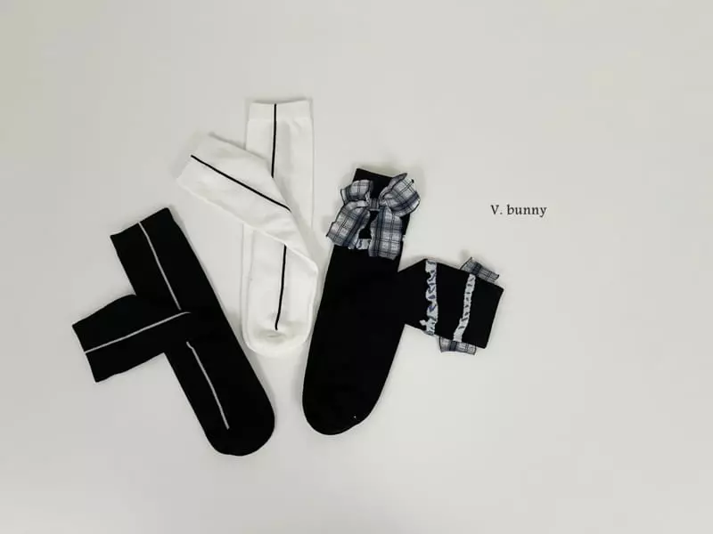 V Bunny - Korean Children Fashion - #childofig - Line Ribbon Socks Set - 10