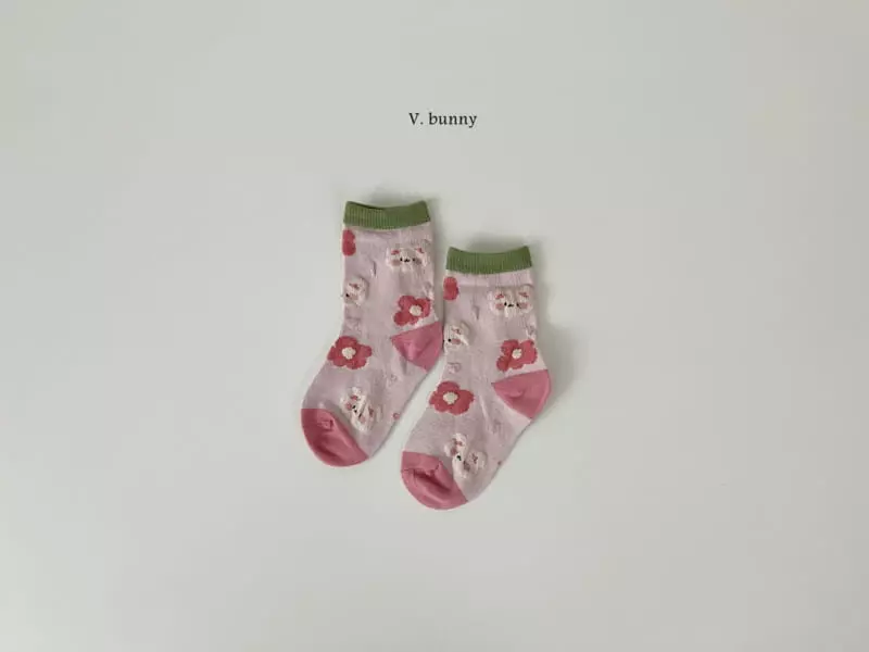 V Bunny - Korean Children Fashion - #childofig - Pink Bear Socks Set - 3