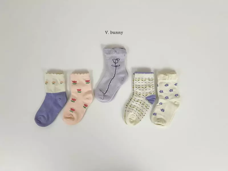 V Bunny - Korean Children Fashion - #childofig - Lavendar Socks Set