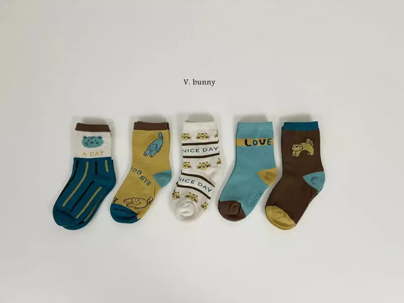 V Bunny - Korean Children Fashion - #childrensboutique - Cats Socks Set