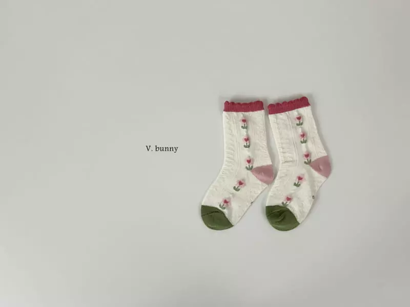 V Bunny - Korean Children Fashion - #designkidswear - Pink Bear Socks Set - 6