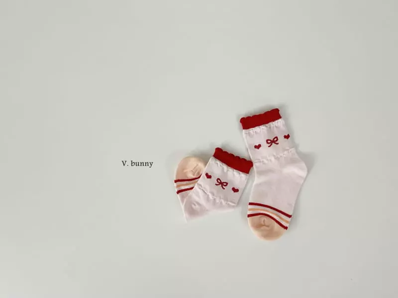 V Bunny - Korean Children Fashion - #designkidswear - Ribbon Check Socks Set - 5