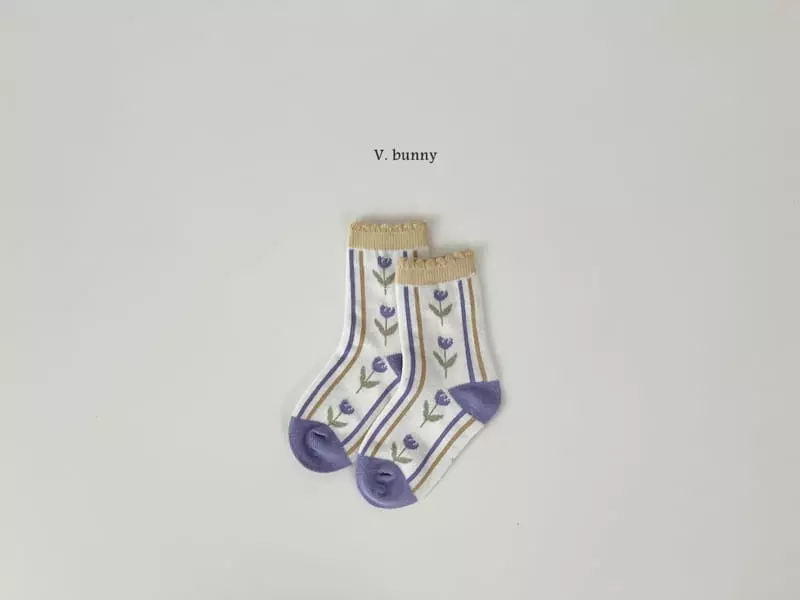 V Bunny - Korean Children Fashion - #designkidswear - Dia Flower Socks Set - 2