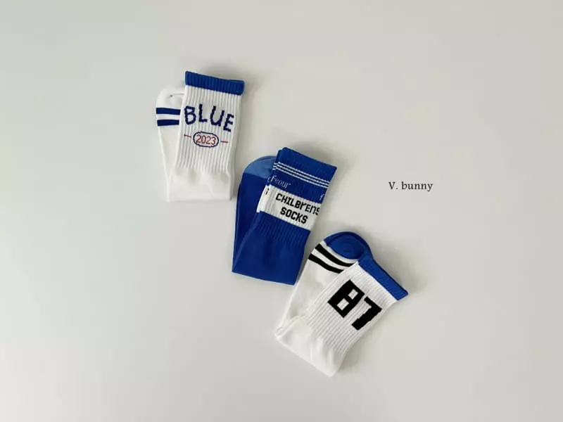 V Bunny - Korean Children Fashion - #fashionkids - Blue Socks Set - 3