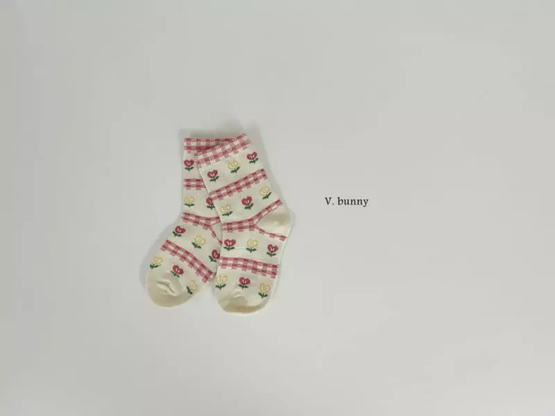 V Bunny - Korean Children Fashion - #fashionkids - Love Flower Socks Set - 5