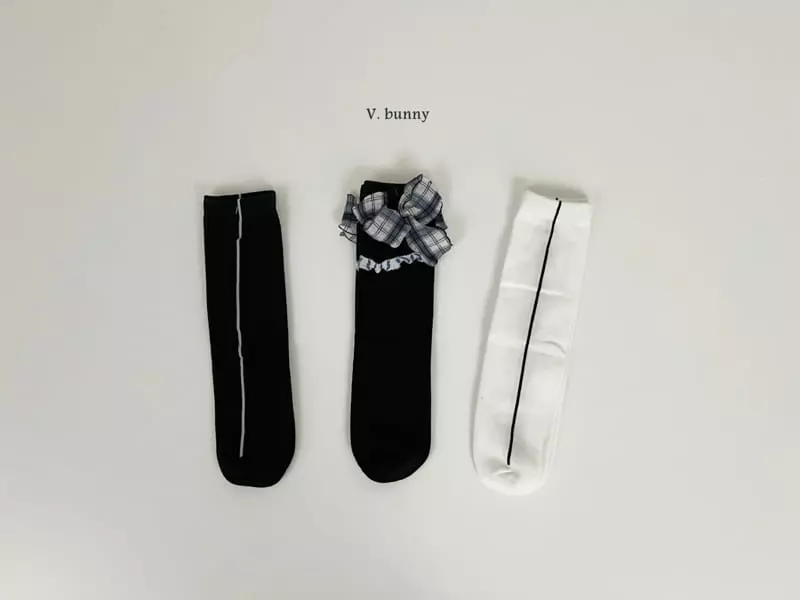 V Bunny - Korean Children Fashion - #kidsshorts - Line Ribbon Socks Set