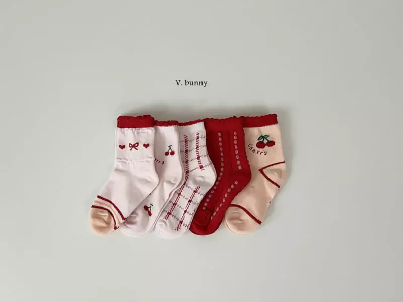 V Bunny - Korean Children Fashion - #kidsshorts - Ribbon Check Socks Set - 8