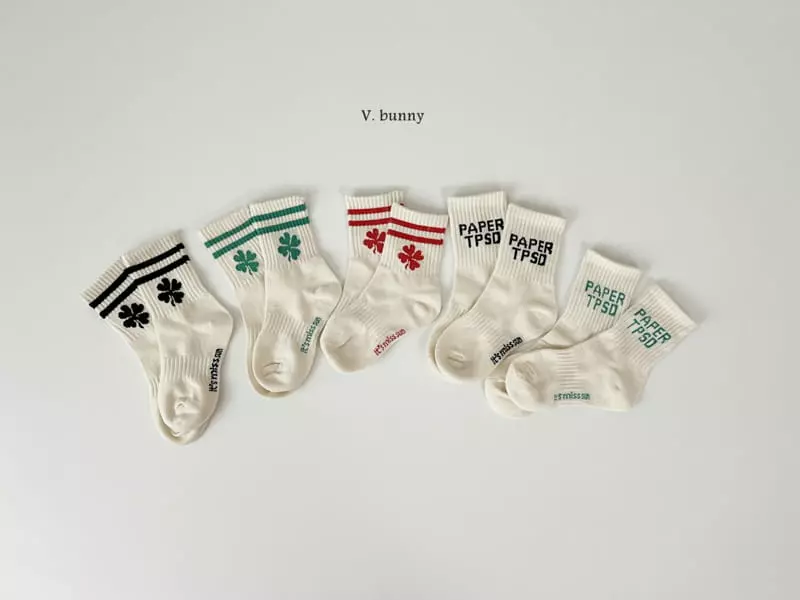 V Bunny - Korean Children Fashion - #kidsshorts - Clober Socks Set - 11