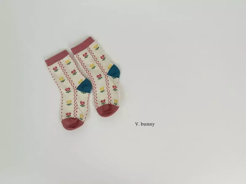 V Bunny - Korean Children Fashion - #kidsstore - Love Flower Socks Set - 7