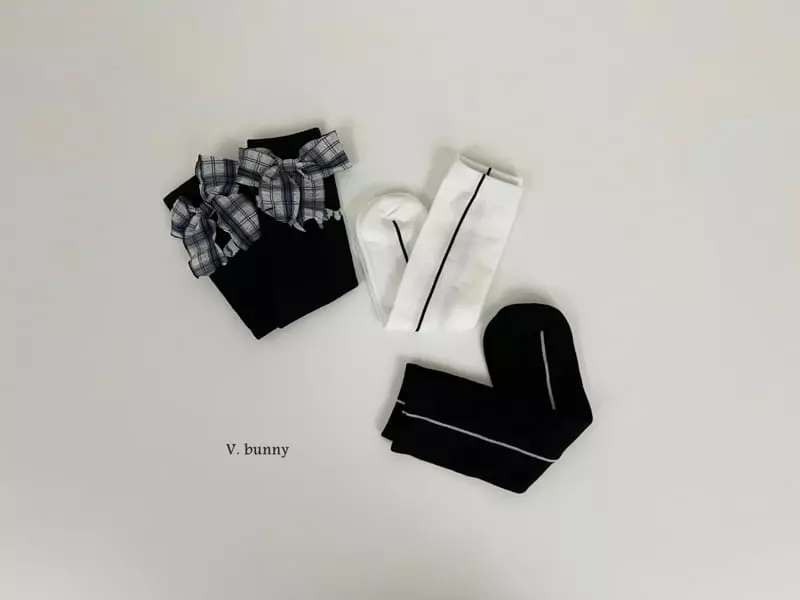 V Bunny - Korean Children Fashion - #kidzfashiontrend - Line Ribbon Socks Set - 3