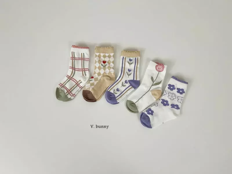 V Bunny - Korean Children Fashion - #kidzfashiontrend - Dia Flower Socks Set - 7