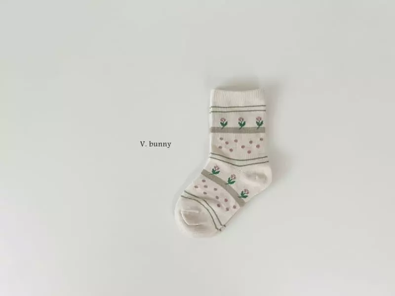 V Bunny - Korean Children Fashion - #kidsstore - Flower Socks Set - 4