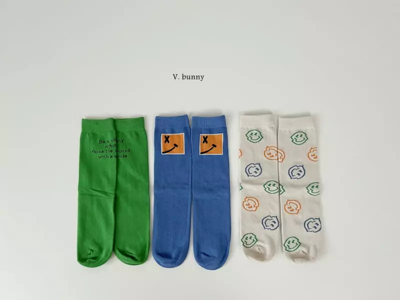 V Bunny - Korean Children Fashion - #littlefashionista - Square Smile Socks Set - 10