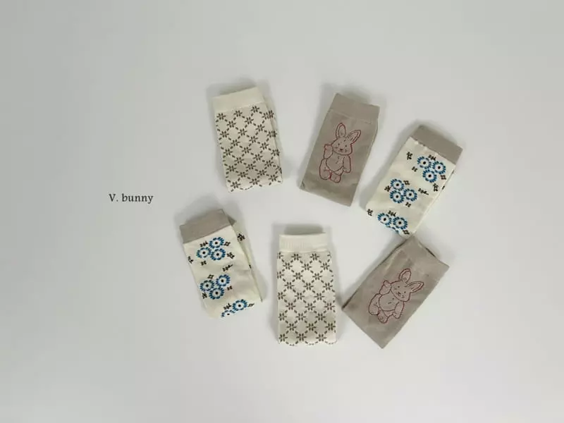 V Bunny - Korean Children Fashion - #littlefashionista - Reto Socks Set - 3