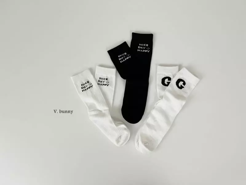V Bunny - Korean Children Fashion - #minifashionista - Happy Day Socks Set - 11