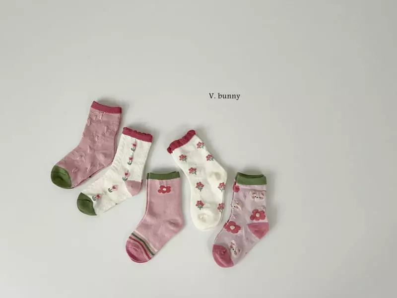 V Bunny - Korean Children Fashion - #minifashionista - Pink Bear Socks Set