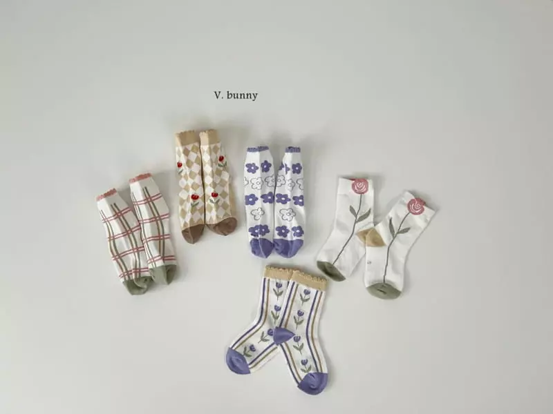 V Bunny - Korean Children Fashion - #minifashionista - Dia Flower Socks Set - 11