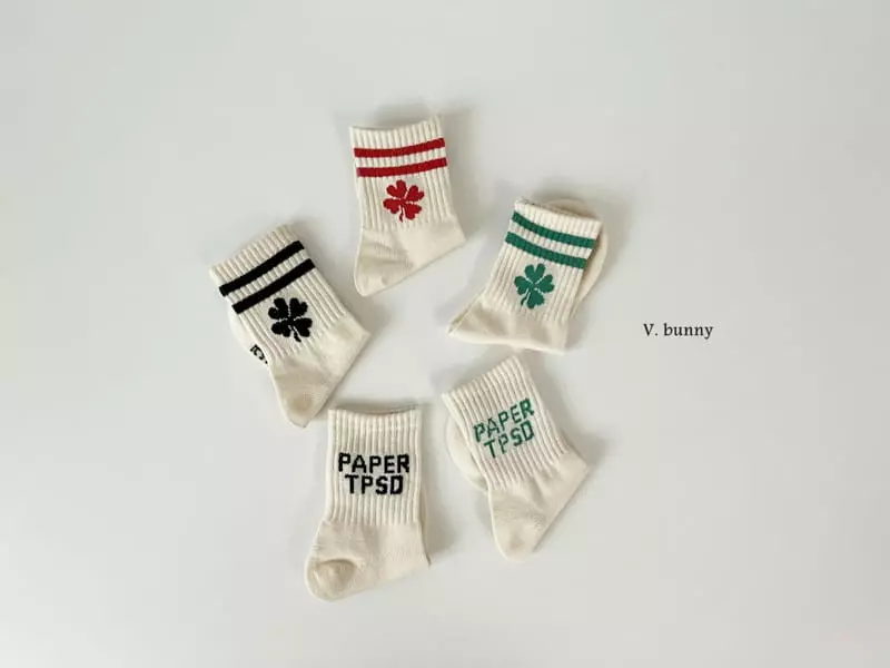 V Bunny - Korean Children Fashion - #prettylittlegirls - Clober Socks Set - 2