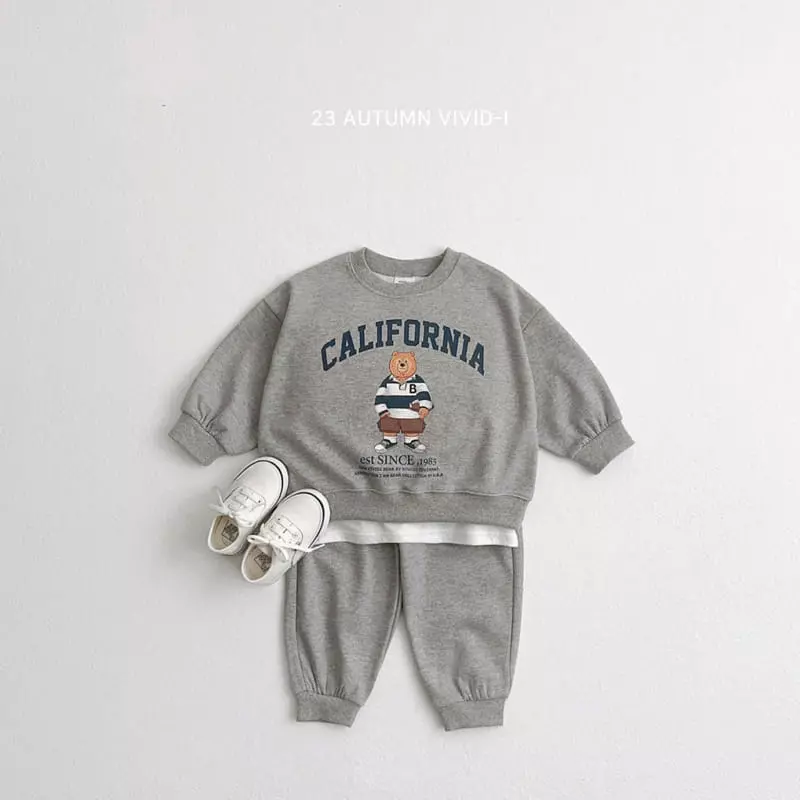 Vivid I - Korean Children Fashion - #Kfashion4kids - Lugby Bear Top Bottom Set - 3