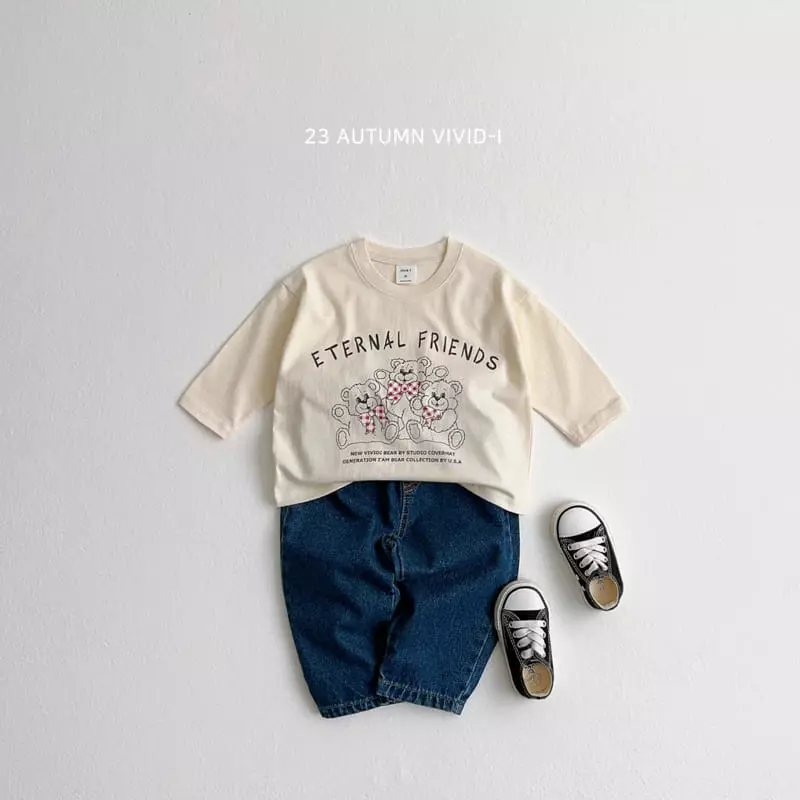 Vivid I - Korean Children Fashion - #discoveringself - Check Bear Top Bottom Set - 8