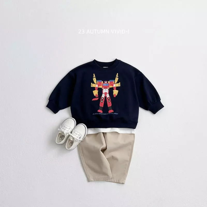 Vivid I - Korean Children Fashion - #kidsshorts - Robort Sweatshirt - 6