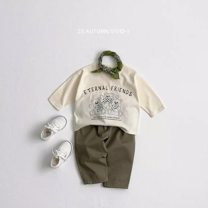 Vivid I - Korean Children Fashion - #kidsstore - Check Bear Top Bottom Set - 11