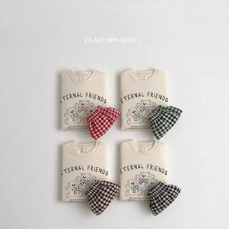 Vivid I - Korean Children Fashion - #prettylittlegirls - Check Bear Top Bottom Set