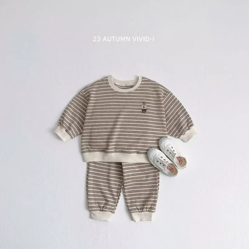 Vivid I - Korean Children Fashion - #minifashionista - Bear ST Top Bottom Set - 4