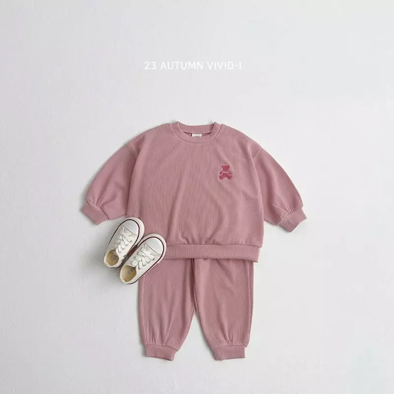 Vivid I - Korean Children Fashion - #todddlerfashion - Rib Top Bottom Set - 3