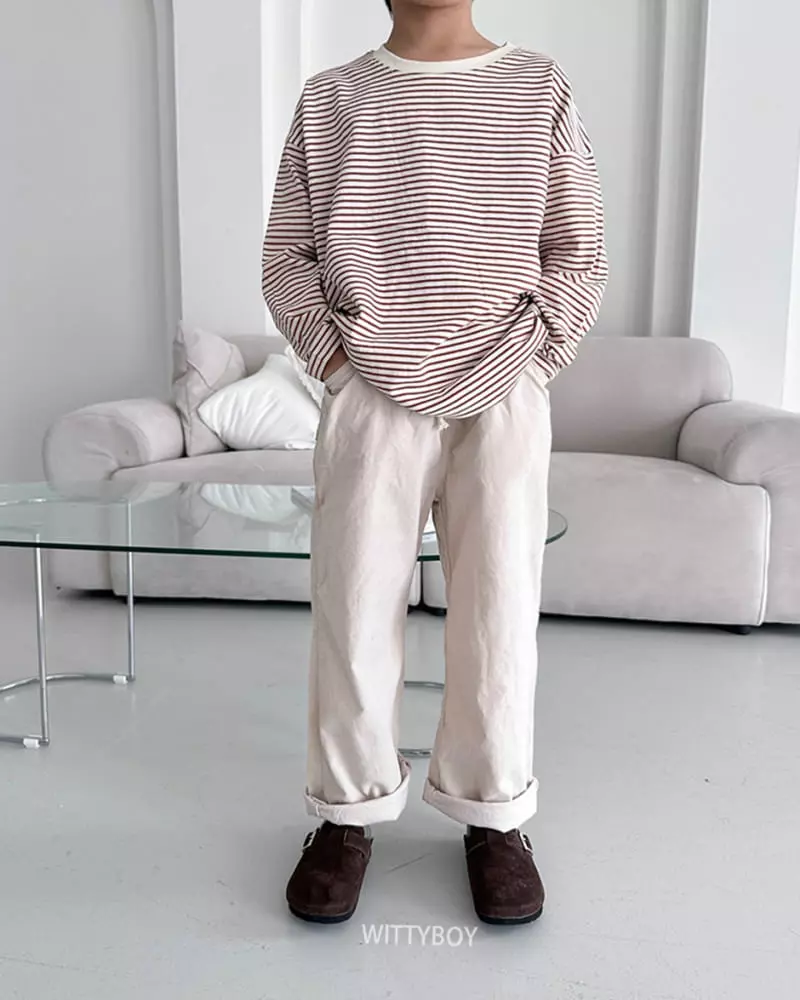 Witty Boy - Korean Children Fashion - #kidsshorts - French Stripes Tee - 2