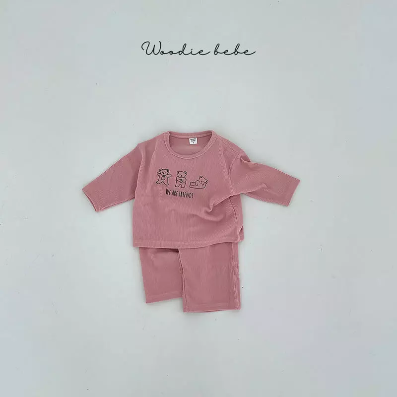 Woodie - Korean Baby Fashion - #onlinebabyshop - Uni Top Bottom Set - 2