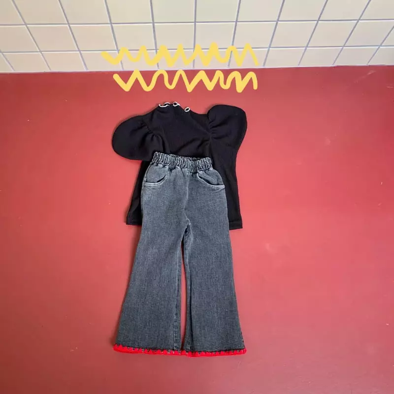 Yellow Factory - Korean Children Fashion - #Kfashion4kids - Zigzag Denim Jeans - 9