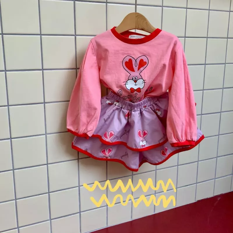 Yellow Factory - Korean Children Fashion - #kidsshorts - Heart Rabbit Tee