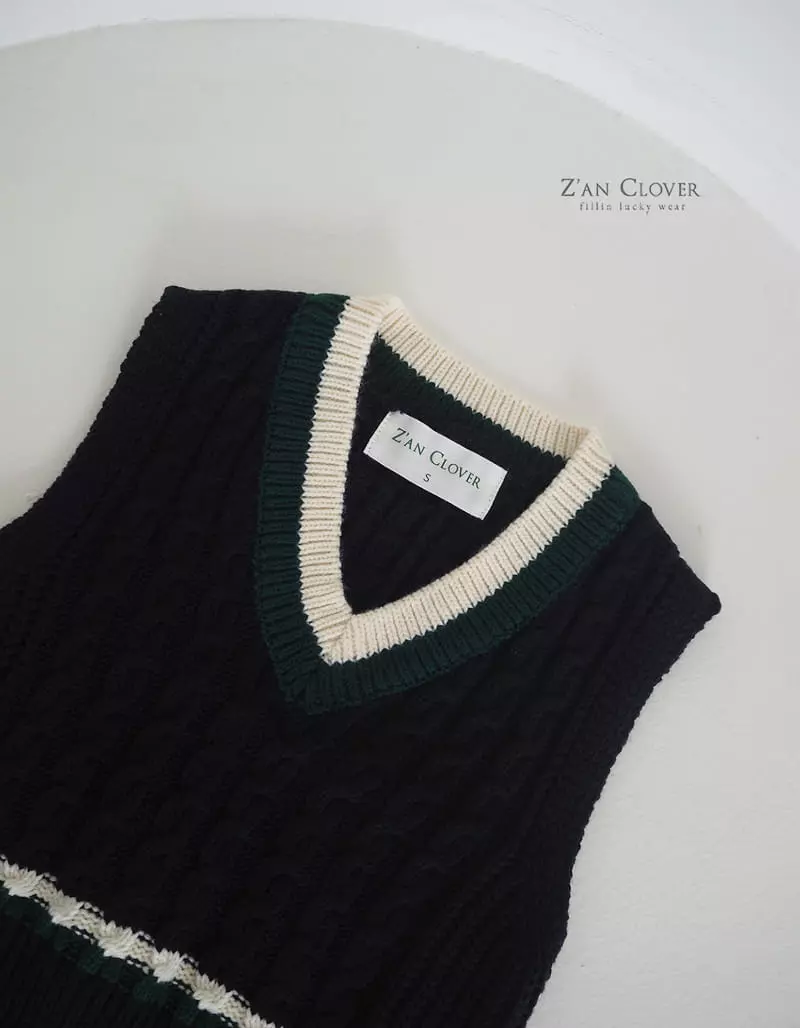 Zan Clover - Korean Children Fashion - #kidsstore - Twist Knit Vest - 10