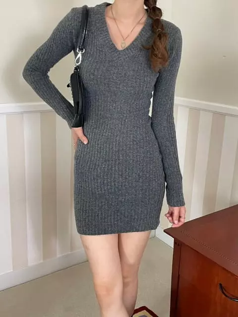 Adaze - Korean Women Fashion - #momslook - Cash Slim Knit One-piece - 6