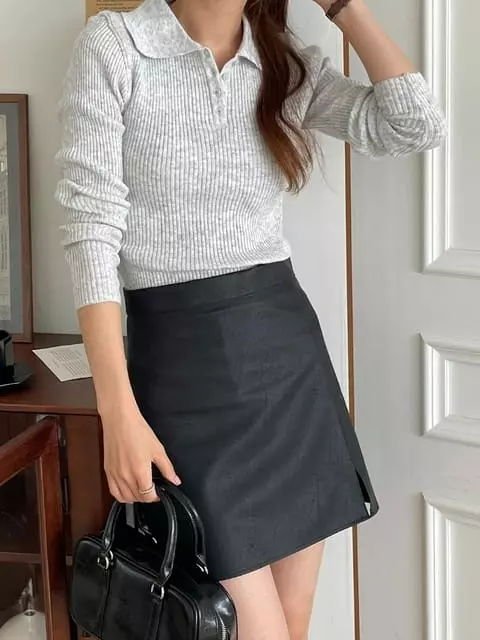Adaze - Korean Women Fashion - #momslook - Oling Collar Tee - 5