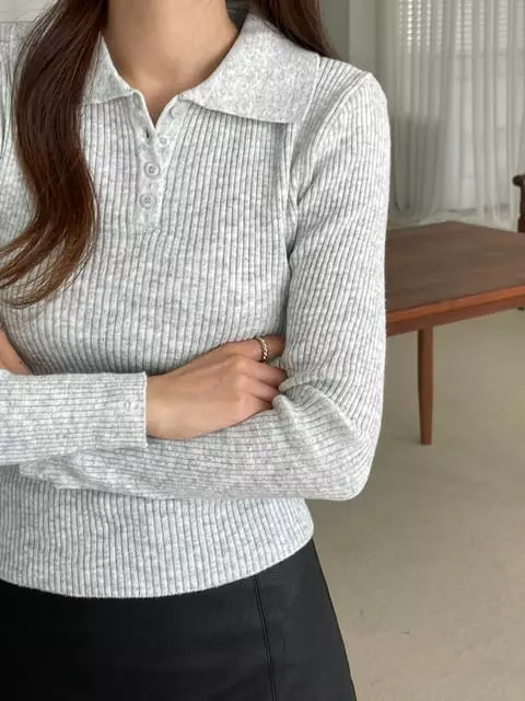 Adaze - Korean Women Fashion - #momslook - Oling Collar Tee - 7
