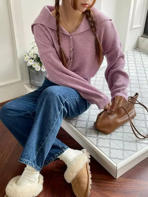 Adaze - Korean Women Fashion - #momslook - Sailor Box Cardigan - 7